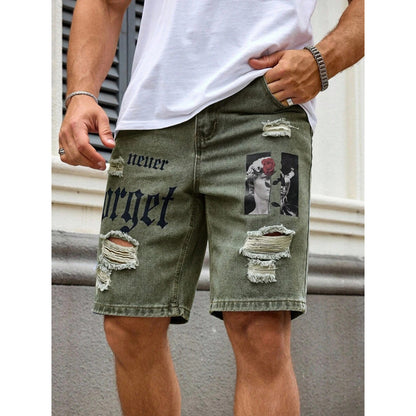 Men's Letter Printed Old Cowboy Shorts