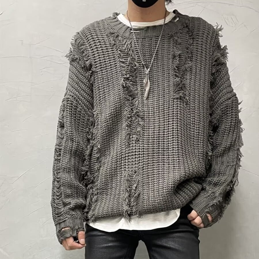 Tassel Ripped Design Loose Lazy Knit Sweater