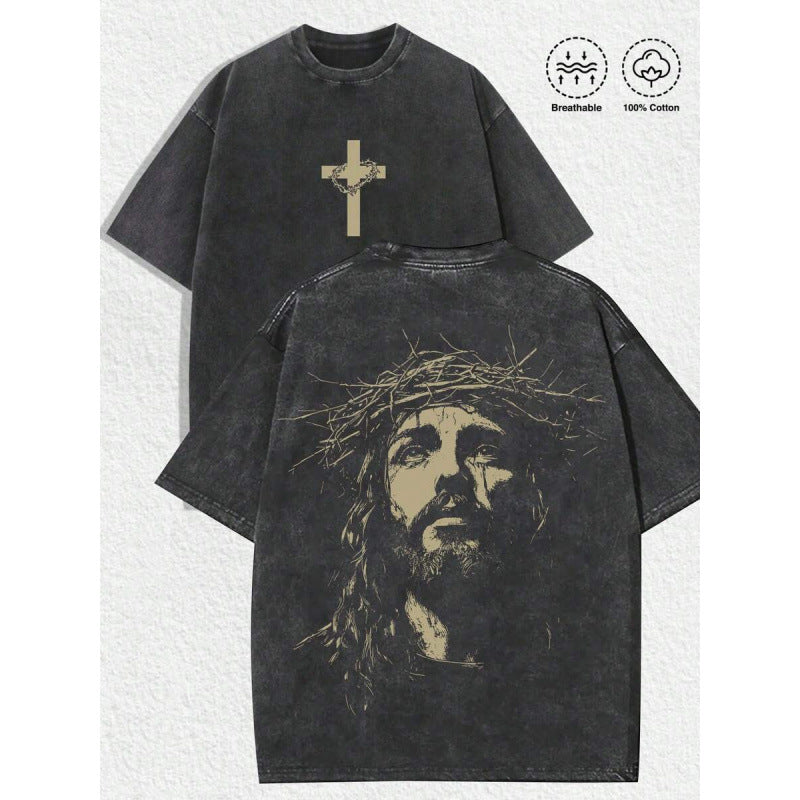 Men’s 3D Printed Crown of Thorns Graphic T-Shirt – Slim Fit Streetwear Short Sleeve Tee