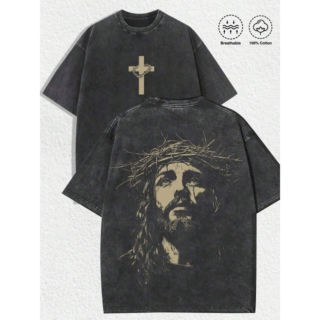 Men’s 3D Printed Crown of Thorns Graphic T-Shirt – Slim Fit Streetwear Short Sleeve Tee