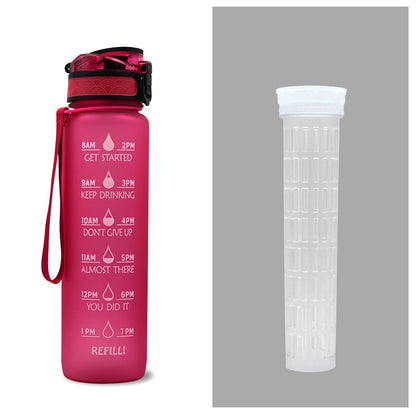 1L Motivational Water Bottle with Time Marker