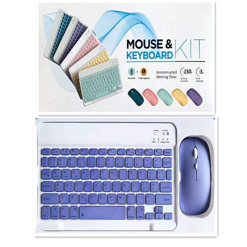 Creative Solid Color Bluetooth Keyboard and Mouse Set – 10-Inch Wireless Keyboard Combo