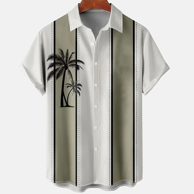 Men’s Plus Size Slim Fit Floral 3D Printed Short Sleeve Shirt – Casual Beach Tee