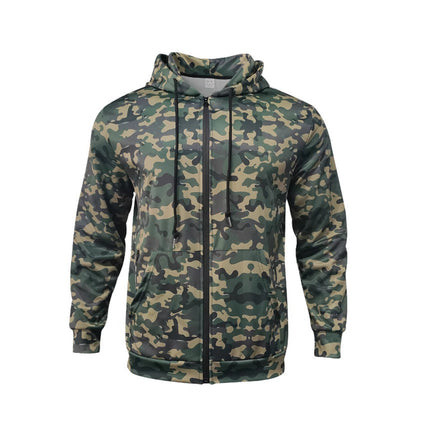 Men’s Hooded Camouflage Cardigan Jacket – Loose-Fit Casual Sports Sweatshirt