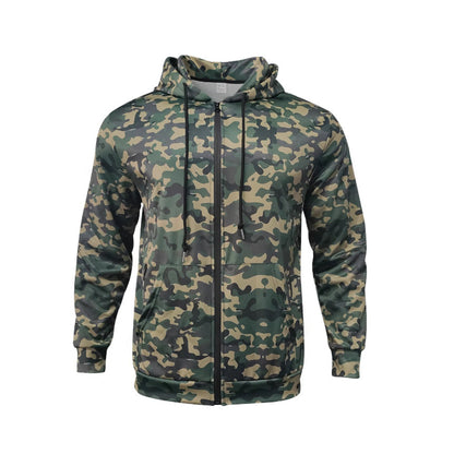 Men’s Hooded Camouflage Cardigan Jacket – Loose-Fit Casual Sports Sweatshirt