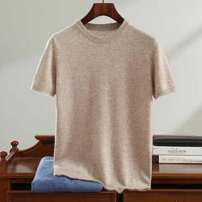 Men’s Short Sleeve Knit Sweater – Casual Round Neck Lightweight Pullover Top