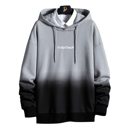 Men’s Gradient Print Streetwear Hoodie – Casual Loose Fit Pullover Hooded Sweatshirt