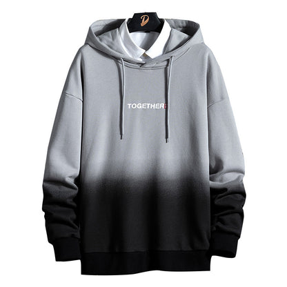 Men’s Gradient Print Streetwear Hoodie – Casual Loose Fit Pullover Hooded Sweatshirt