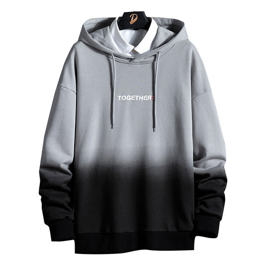 Men’s Gradient Print Streetwear Hoodie – Casual Loose Fit Pullover Hooded Sweatshirt