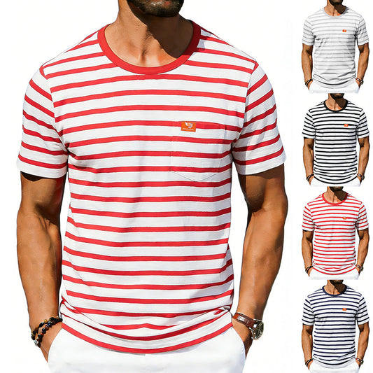 Men’s Loose-Fit Retro Crew Neck T-Shirt – Casual Short Sleeve Pullover Tee
