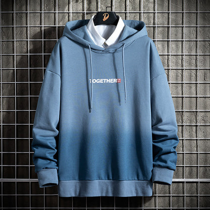 Men’s Gradient Print Streetwear Hoodie – Casual Loose Fit Pullover Hooded Sweatshirt