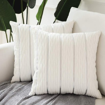 Luxury Striped Velvet Throw Pillow Cover_1