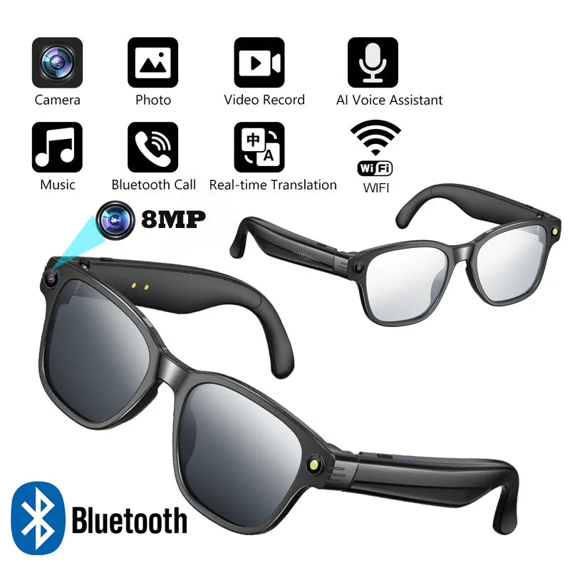AI Smart Glasses with HD Camera & Voice Assistant