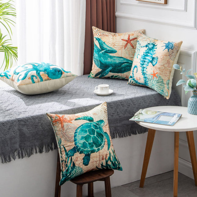 Sea Turtle Decorative Throw Pillow Cover_2