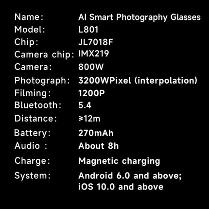 AI Smart Glasses with HD Camera & Voice Assistant