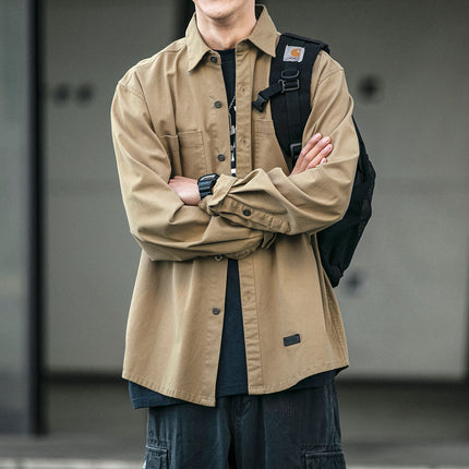 Men’s Korean-Style Loose-Fit Cardigan Jacket – Trendy Casual Pocket Outerwear for Youth