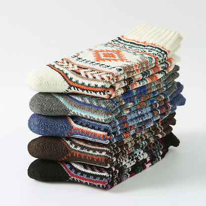 Retro Large Square Wool Socks