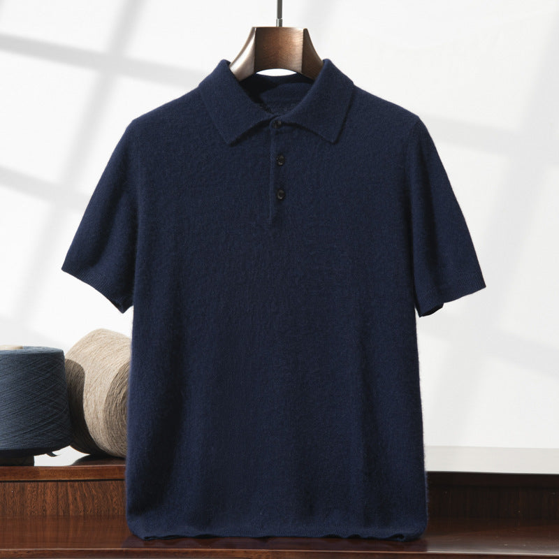Men’s Loose-Fit Short Sleeve Sweater – Casual Business-Casual Undershirt