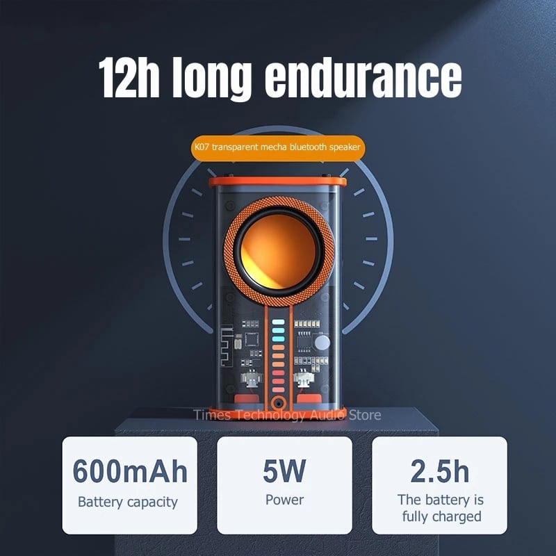 K07 Transparent Cyberpunk Wireless Bluetooth Speaker