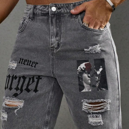 Men's Letter Printed Old Cowboy Shorts