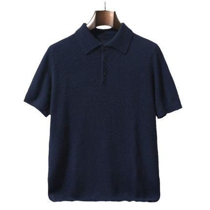 Men’s Loose-Fit Short Sleeve Sweater – Casual Business-Casual Undershirt