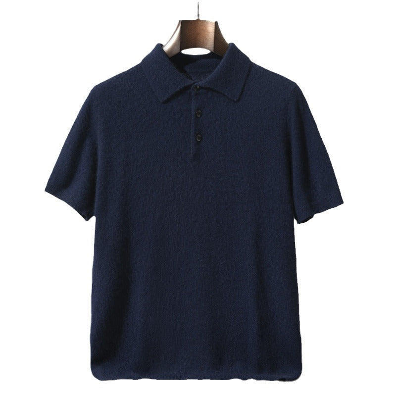 Men’s Loose-Fit Short Sleeve Sweater – Casual Business-Casual Undershirt