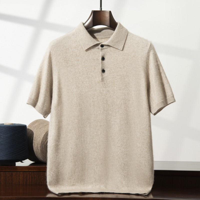 Men’s Loose-Fit Short Sleeve Sweater – Casual Business-Casual Undershirt