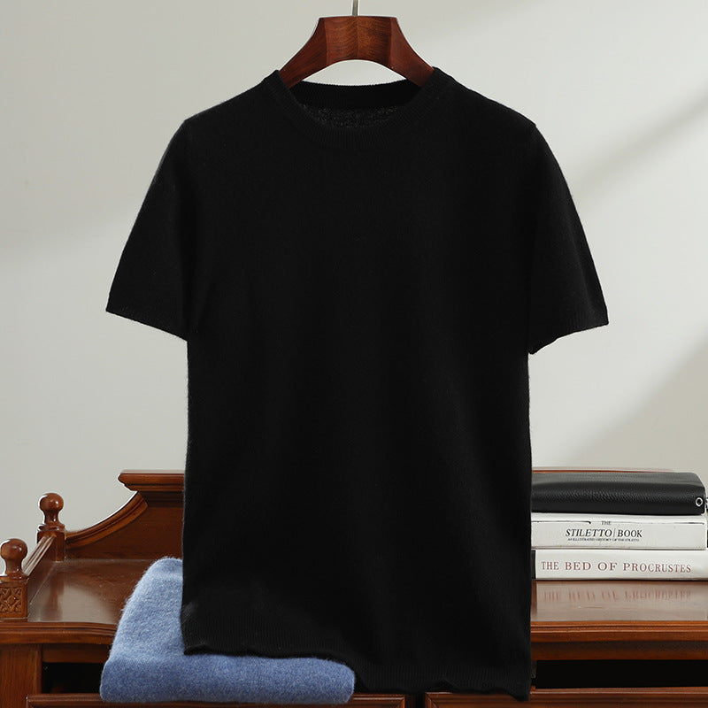 Men’s Short Sleeve Knit Sweater – Casual Round Neck Lightweight Pullover Top