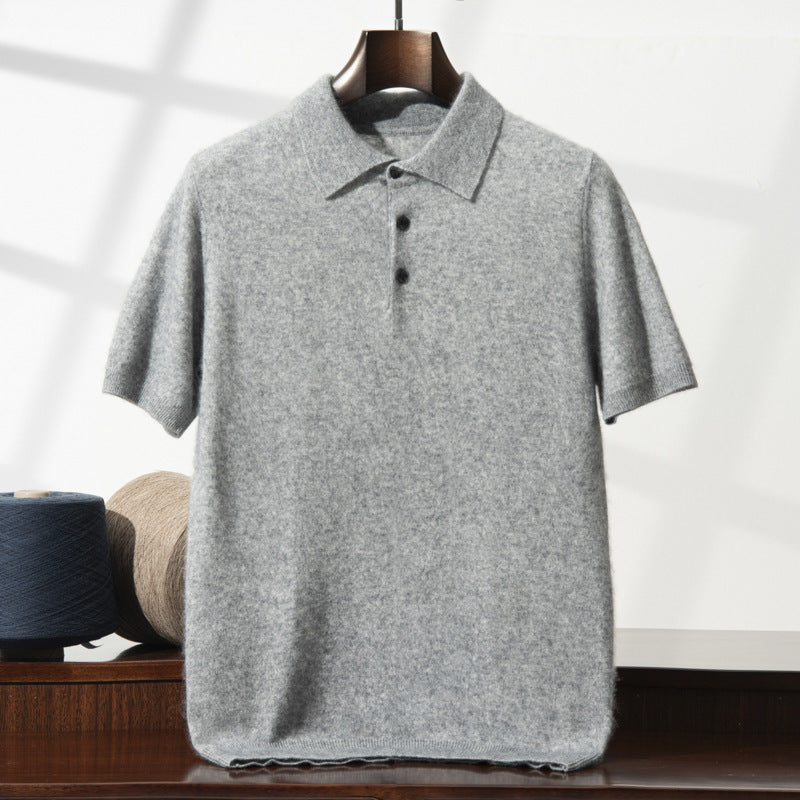 Men’s Loose-Fit Short Sleeve Sweater – Casual Business-Casual Undershirt
