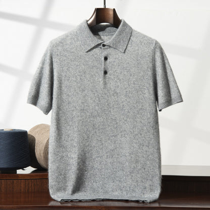 Men’s Loose-Fit Short Sleeve Sweater – Casual Business-Casual Undershirt
