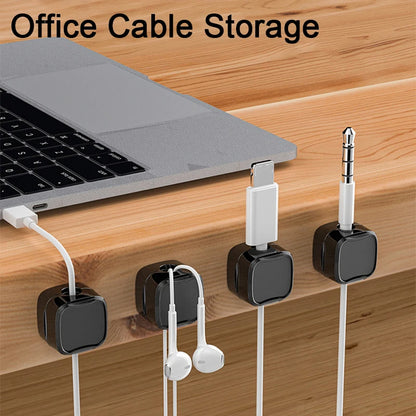 Magnetic Cable Clip Organizer – Under Desk Wire Management Holder, Adhesive Cord Keeper for USB, Charger & Office Cables