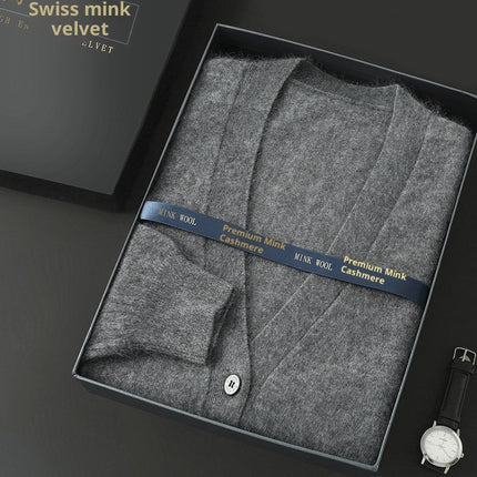 Men’s Mink Wool V-Neck Sweater