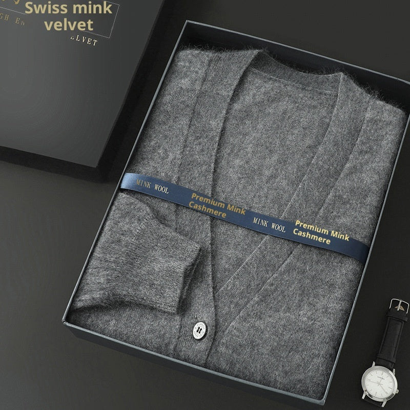 Men’s Mink Wool V-Neck Sweater