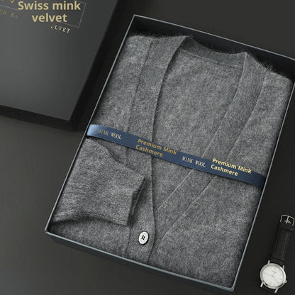 Men’s Mink Wool V-Neck Sweater