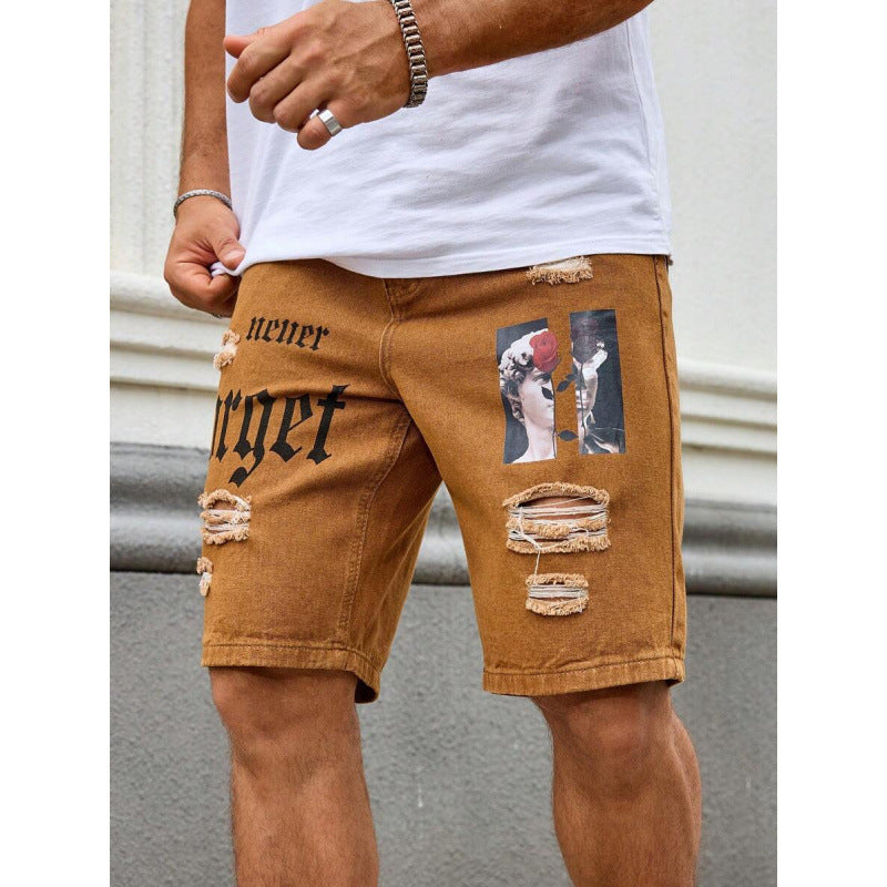 Men's Letter Printed Old Cowboy Shorts