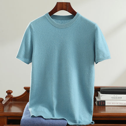Men’s Short Sleeve Knit Sweater – Casual Round Neck Lightweight Pullover Top