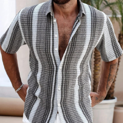 Men’s Plus Size Slim Fit Floral 3D Printed Short Sleeve Shirt – Casual Beach Tee