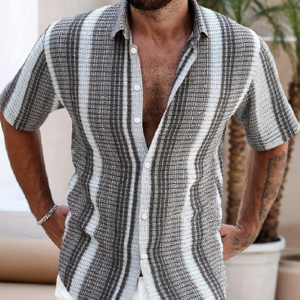 Men’s Plus Size Slim Fit Floral 3D Printed Short Sleeve Shirt – Casual Beach Tee
