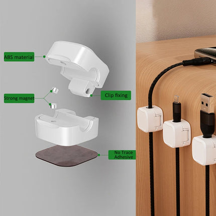Magnetic Cable Clip Organizer – Under Desk Wire Management Holder, Adhesive Cord Keeper for USB, Charger & Office Cables