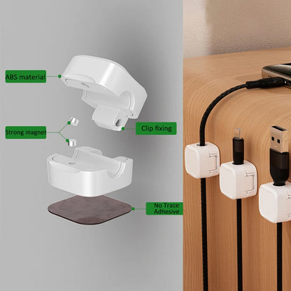 Magnetic Cable Clip Organizer – Under Desk Wire Management Holder, Adhesive Cord Keeper for USB, Charger & Office Cables