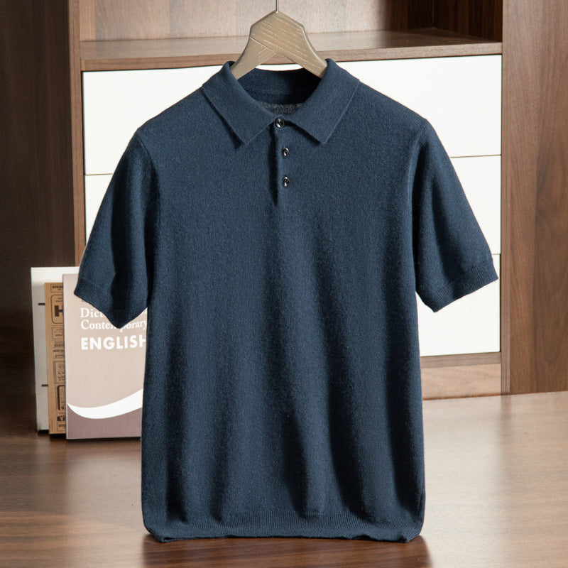 Men’s Loose-Fit Short Sleeve Sweater – Casual Business-Casual Undershirt