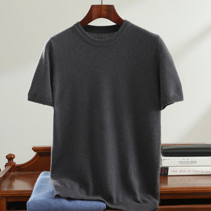 Men’s Short Sleeve Knit Sweater – Casual Round Neck Lightweight Pullover Top