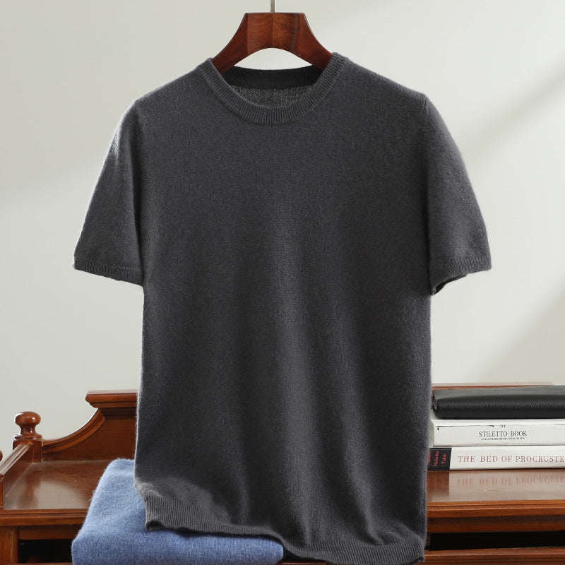 Men’s Short Sleeve Knit Sweater – Casual Round Neck Lightweight Pullover Top