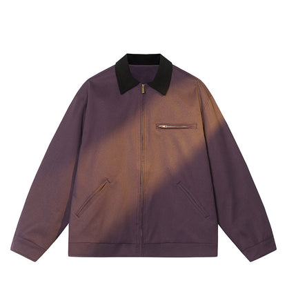 Men’s Spring Lapel Jacket – Loose-Fit Long Sleeve Casual Polyester Outerwear
