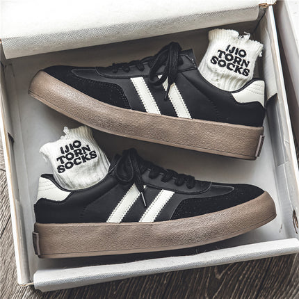 All-matching PU Leather Couple Flat Sneakers for Men