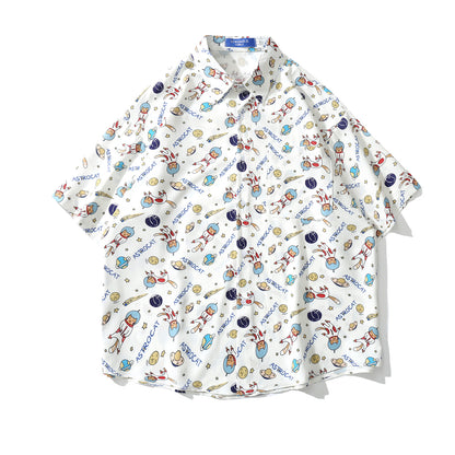 Unisex Full Print Cartoon Short Sleeve Shirt – Funny Graphic Casual Tee for Men & Women