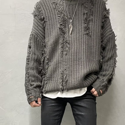 Tassel Ripped Design Loose Lazy Knit Sweater