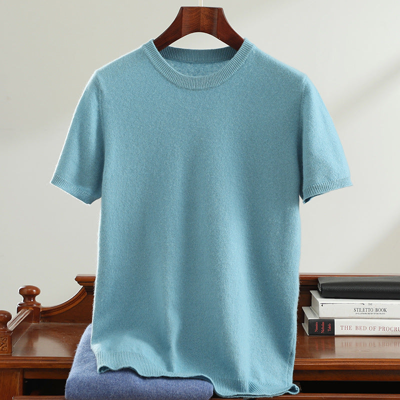 Men’s Short Sleeve Knit Sweater – Casual Round Neck Lightweight Pullover Top