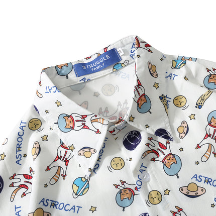 Unisex Full Print Cartoon Short Sleeve Shirt – Funny Graphic Casual Tee for Men & Women