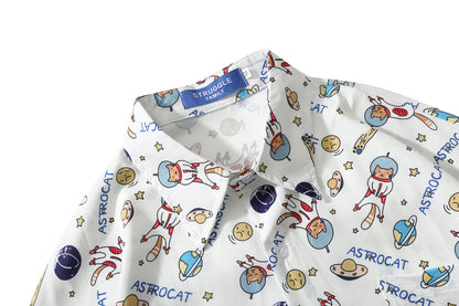 Unisex Full Print Cartoon Short Sleeve Shirt – Funny Graphic Casual Tee for Men & Women